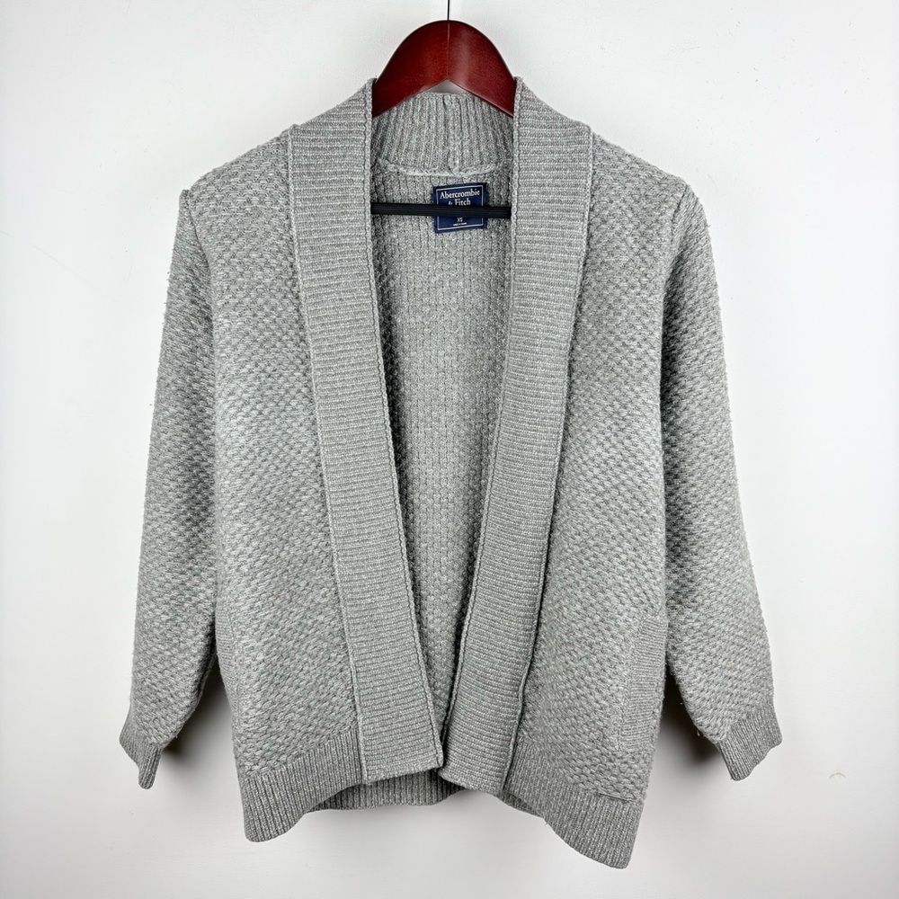 Abercrombie & Fitch Women’s Open Front Cardigan Sweater Gray XS Preppy Comfy